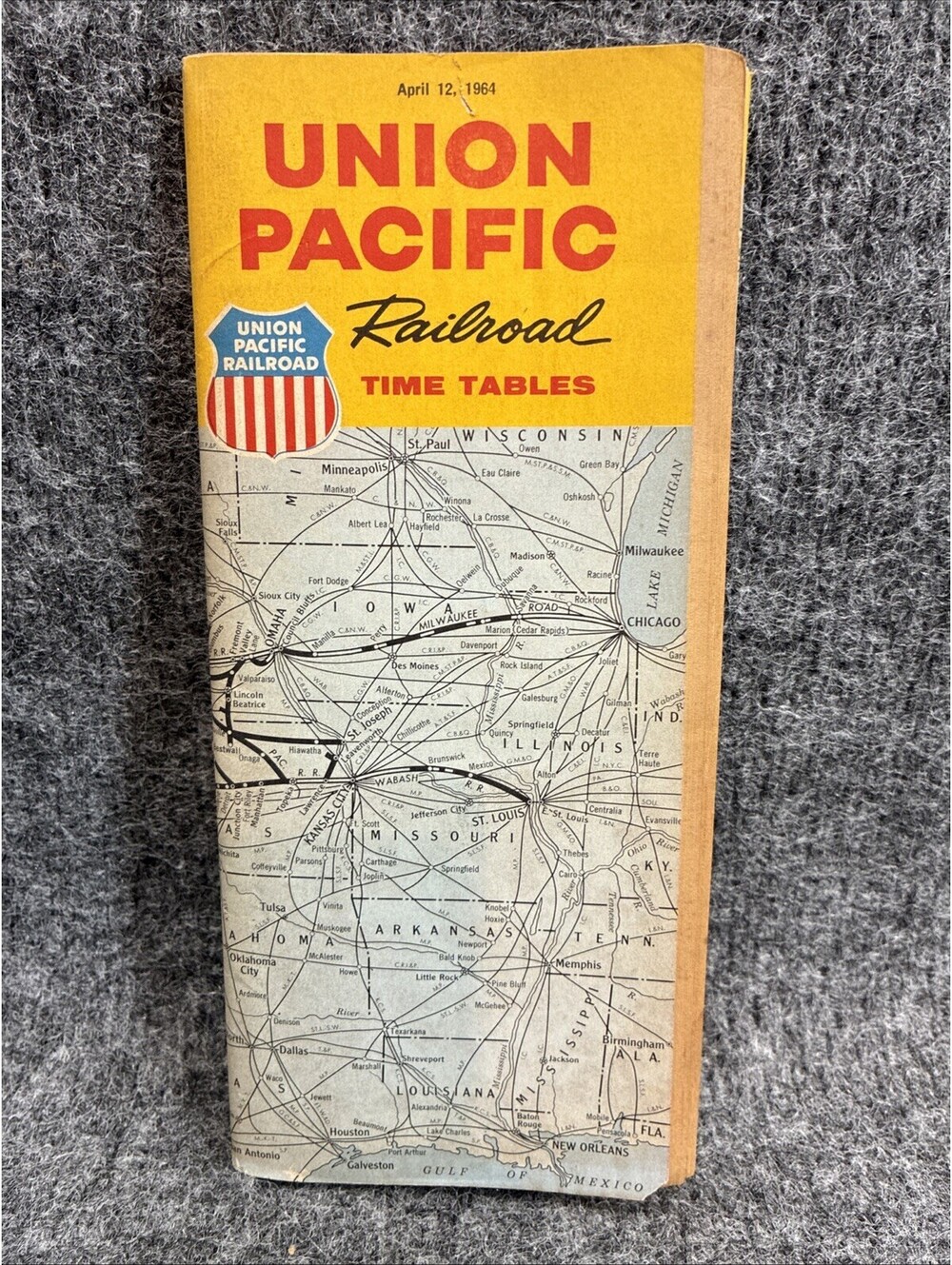 1964 Union Pacific Railroad System Timetable City of Los Angeles Map Vintage
